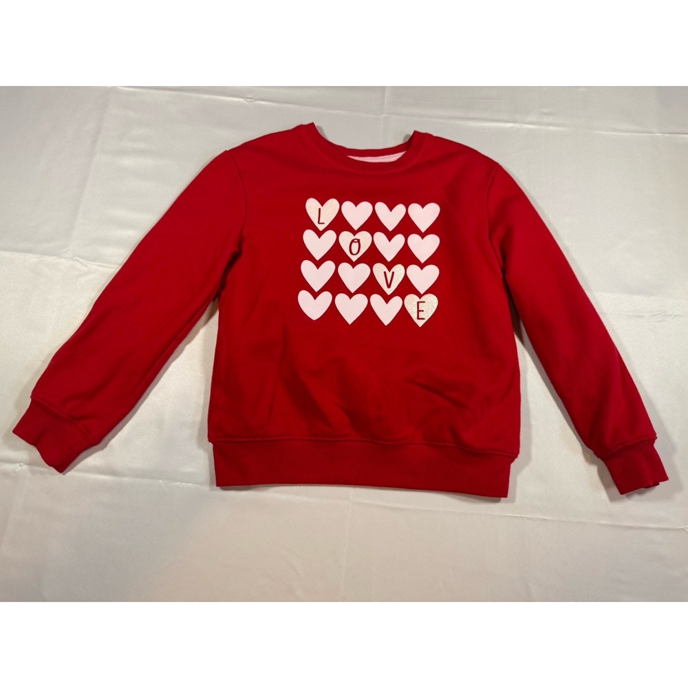 Girls Size Medium (8) Red Love Sweatshirt Heart Valentines Day